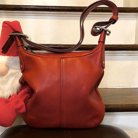 COACH Legacy Red Leather Feeder Bucket Adjustable Crossbody Shoulder Bag Vintage - Picture 16 of 16